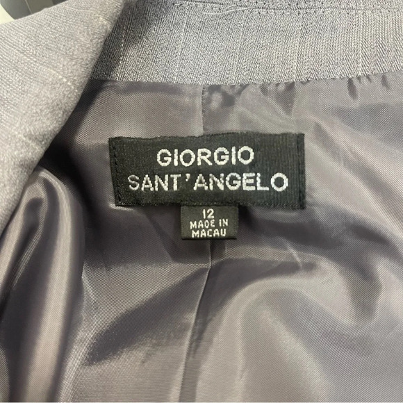 Giorgio Sant’ Angelo Gray Pinstripe Silver Button Shoulder Pad Blazer 12 - Picture 5 of 8